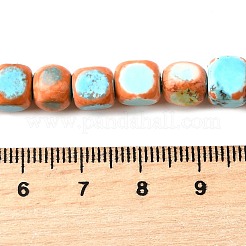 染色された天然マグネサイトビーズ連売り  キューブ  オレンジ  7.5~8x7.5~8x7.5~8mm  穴：1.2mm  約55個/連  16.02インチ（40.7cm）&nbsp;G-L617-B01-8mm-01