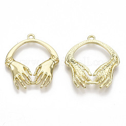 ラックメッキ合金ペンダント  カドミウムフリー＆鉛フリー  両手  ライトゴールド  27x24.5x3mm  穴：1.6mm&nbsp;PALLOY-S132-179-RS
