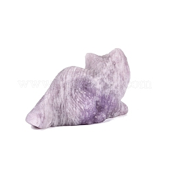 Natural Lepidolite Carved Cat Figurine&nbsp;G-Q615-04E