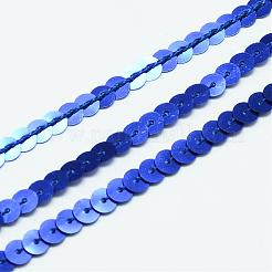 プラスチックスパンコールビーズ  スパンコールビーズ  装飾アクセサリー  フラットラウンド  ブルー  6mm  約100ヤード/ロール&nbsp;PVC-Q085-6mm-5