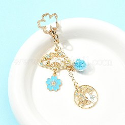合金エナメルペンダントキーホルダー  ガラスと回転留め金付き  ゴールドカラー  猫の形  11.8cm&nbsp;HJEW-FS00049-03