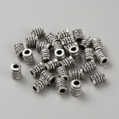 チベット風合金ビーズ  コラム  アンティークシルバー  7x5mm  穴：2.8mm&nbsp;FIND-WH0153-05D-AS