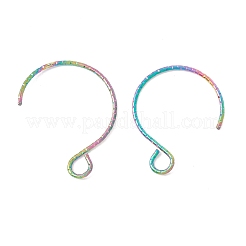 レインボーカラーイオンプレーティング（IP）316サージカルステンレススチールピアスフック  水平ループ付き  19x15mm  穴：3x2.6mm  22ゲージ  ピン：0.6mm&nbsp;STAS-D183-03M-02