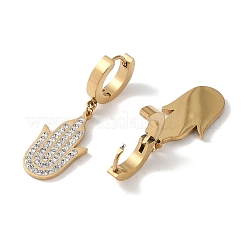 Hamsa Hand 304 Stainless Steel Polymer Clay Rhinestone Dangle Earrings&nbsp;EJEW-L283-003G