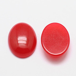 染色された楕円形の天然なヒスイのカボション  レッド  25x18x6mm&nbsp;G-K021-25x18mm-07