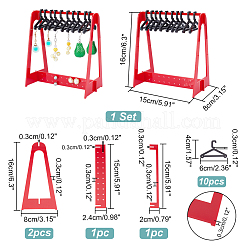 アクリルイヤリングディスプレイスタンド1セット  洋服ハンガー型のイヤリングオーガナイザーホルダー、ブラックハンガー10個付き。  レッド  完成品：15x8x16cm&nbsp;EDIS-PH0001-58