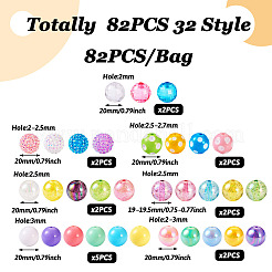 82Pcs 32 Style Mixed Style Acrylic Beads&nbsp;MACR-TA0001-23