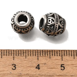 304ステンレススチールヨーロピアンビーズ  大穴ビーズ  ロンデル  アンティークシルバー  10x9.5mm  穴：4mm&nbsp;STAS-D191-05C-AS