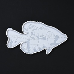 魚のDIY装飾シリコンモールド  レジン型  UVレジン用  エポキシ樹脂ジュエリー作り  ホワイト  173.5x310x13mm&nbsp;DIY-G046-22