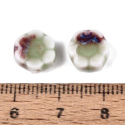 ヴィンテージの手作り磁器ビーズ  ファンシーアンティーク施釉磁器  花  ダークシーグリーン  9~10x9~10x4.5~6mm  穴：1.8~2.2mm&nbsp;PORC-N013-25-14