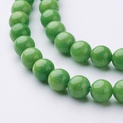 天然石馬山ジェイドラウンドビーズ連売り  染め  薄緑  8mm  穴：1mm  約48個/連  15インチ&nbsp;X-G-D263-8mm-XS17