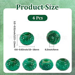 4Pcs Natural Myanmar Jade/Burmese Jade Carved European Beads&nbsp;G-PA0002-44