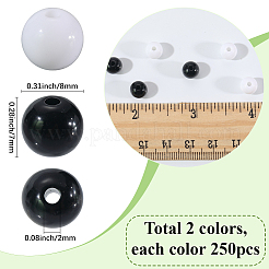 500 個 2 色不透明アクリルビーズ  ラウンド  ミックスカラー  8x7mm  穴：2mm  250個/カラー&nbsp;MACR-SP0001-81B