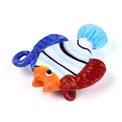 手作りランプワークペンダント  魚  カラフル  44x46~48x12~15mm  穴：4~5x3mm&nbsp;LAMP-T024-03B