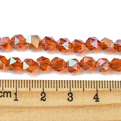 電気メッキガラスビーズセット  多面カット  レッドオレンジ  5.5x5x6mm  穴：1mm  約101個/連  22.05''（56センチメートル）&nbsp;EGLA-K061-07A-FR02