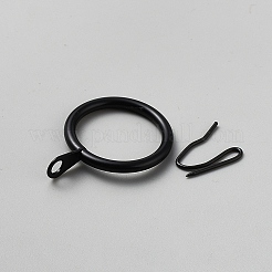 鉄のカーテンフック  カーテン吊り下げリング  ブラック  53.5x40.5x8.5mm  穴：5mm&nbsp;IFIN-WH0086-25EB