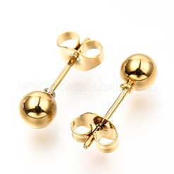 304ステンレススチールボールスタッドピアス  ラウンド  ミックスカラー  16x5mm  ピン：0.8mm  3ペア/ボード&nbsp;EJEW-C501-10C