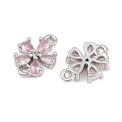 Brass Pave Pink Cubic Zirconia Connector Charms&nbsp;CU-CBAA6E8-01P