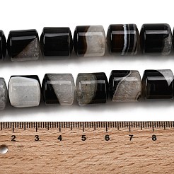 天然石瑪瑙ビーズ連売り  染め＆加熱  ドラム  ブラック  14~14.5x13.5~14.5mm  穴：1~1.2mm  約28個/連  15.55