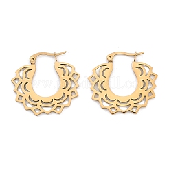 女性用304ステンレススチールフラワースタッドピアス  ボヘミアン  ゴールドカラー  26.5x29.5mm&nbsp;EJEW-Q009-03B-G