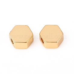 真鍮ビーズ  六角  長持ちメッキ  18KGP本金メッキ  5.5x6.5x3mm  穴：1.5mm&nbsp;LS-KK-E787-04G