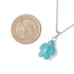 Dyed Synthetic Turquoise Sea Turtle Pendant 304 Stainless Steel Cable Chain Necklaces for Women&nbsp;NJEW-JN05396