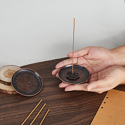 Round Alloy Incense Burner Holder&nbsp;LS-AJEW-WH0609-636