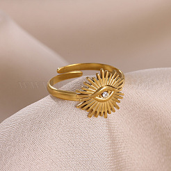 304 Stainless Steel Rhinestone Cuff Open Rings&nbsp;FS-WG47458-01