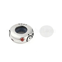 925 Sterling Silver Colorful Cubic Zirconia European Beads&nbsp;STER-R005-01AS-04