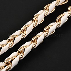 チェーンバッグストラップ  合金とpu革の財布ストラップ付きの鉄  ライトゴールド  ホワイト  115x1cm&nbsp;FIND-A002-03LG-E
