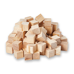 彫刻用の未完成の木材DIY素材100個  バスウッドブロック  キューブ  アンティークホワイト  15x15x15mm&nbsp;WOOD-SP0001-45
