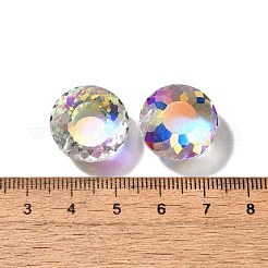 ガラスチャーム  フラットラウンド  ABカラー  多面カット  クリアAB  18x8mm  穴：1.2mm&nbsp;GLAA-I057-24A