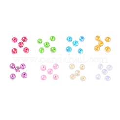 8色メッキ環境に優しいポリスチレンアクリルビーズ  ABの色でメッキ  ラウンド  8コンパートメントプラスチックビーズコンテナ付き  ミックスカラー  8mm  穴：1mm  約240個/箱&nbsp;SACR-X0015-06-8mm