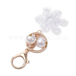 Snowflake Acrylic with ABS Plastic Pearl Bead Pendant Keychain&nbsp;KEYC-JKC00882