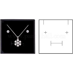 クラフト紙のボール紙ジュエリーボックス  リング/イヤリングボックス  正方形  ブラック  8.5x8.5x3.5cm&nbsp;CBOX-BC0001-17