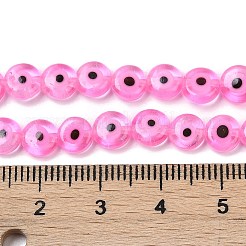 手作りナザールボンジュウランプワークビーズ連売り  フラットラウンド  ショッキングピンク  6x2.5mm  穴：0.6mm  約63~65個/連  13.78~14.92''（35~37.9センチメートル）&nbsp;LAMP-G164-10A-04