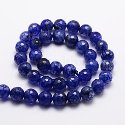 Dyed Natural Agate Faceted Round Beads Strands&nbsp;G-E320E-14mm-08