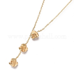 304ステンレススチールジュエリーセット  アズキチェーンアクリルパールペンダントネックレスとスタッドピアス  イヤーナットとカニカン付き  花  ゴールドカラー  19.80インチ（50.3cm）  18x8mm  ピン：0.7mm&nbsp;SJEW-M097-12G