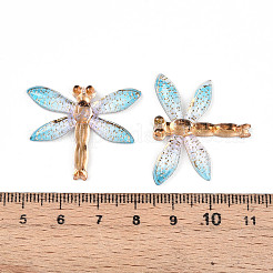 グラデーションカラー透明レジンペンダント  トンボ  空色  26.5~27x31.5x4mm  穴：1.2mm&nbsp;RESI-YW0004-05E
