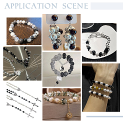 DIYラウンドビーズジュエリーメイキングファインディングキット  アクリル＆ガラス＆ポリマークレイラインストーンビーズを含む  ブラック  8~9x6~9mm  穴：1~2mm  300個/箱&nbsp;DIY-WR0003-85C