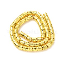 電気メッキされた天然溶岩岩ビーズ連売り  コラム  黄金メッキ  8x6.5mm  穴：1.4mm  約60個/連  15.35~15.75インチ（39~40cm）&nbsp;G-G984-03G