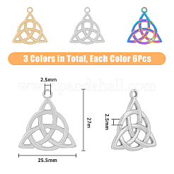 18Pcs 3 Colors 201 Stainless Steel Pendants&nbsp;STAS-DC0013-53