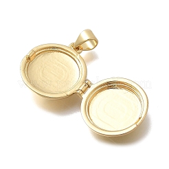 Valentine's Day Brass Flat Round with Heart Locket Pendants&nbsp;KK-D431-035F-G