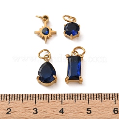 4Pcs 4 Styles 304 Stainless Steel & Glass Pendants&nbsp;GL-CBAC8BB-01G-09