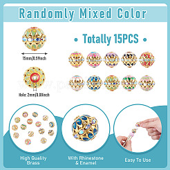 15Pcs Brass Enamel Beads&nbsp;KK-TA0009-20G
