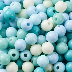 不透明なアクリルビーズ  ラウンド  淡いターコイズ  5~5.5x5.5~5.8x5.5~5.8mm  穴：1.5mm&nbsp;SACR-Q004-01C