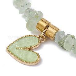 Valentine's Day Theme Alloy and Acrylic Natural Rainbow Moonstone/ Lemon Jade/Prehnite/ Rose Quartz/Sunstone Chip Gemstone Stretch Bracelet with Heart Charm&nbsp;BJEW-JB09579