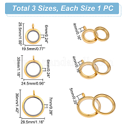 3Pcs 3 Style 304 Stainless Steel Locket Pendants&nbsp;FIND-UN0001-83G