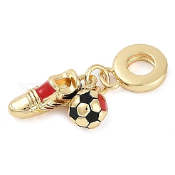 ラックメッキ真鍮エナメルスポーツヨーロピアンダングルチャーム  サッカーと靴の大きな穴のペンダント  18KGP本金メッキ  長持ちメッキ  カドミウムフリー＆鉛フリー  ブルー  28mm  穴：4.5mm  ペンダント：9.5~16x6~6.5x4.5~6mm&nbsp;KK-P287-35B-G
