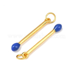 合金エナメルチャーム  丸カン付き  マッチチャーム  ゴールドカラー  ブルー  29x4mm  穴：4mm&nbsp;LS-FIND-WH0139-472G-05